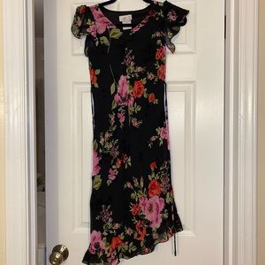 Black with flowers, long dress (youth)